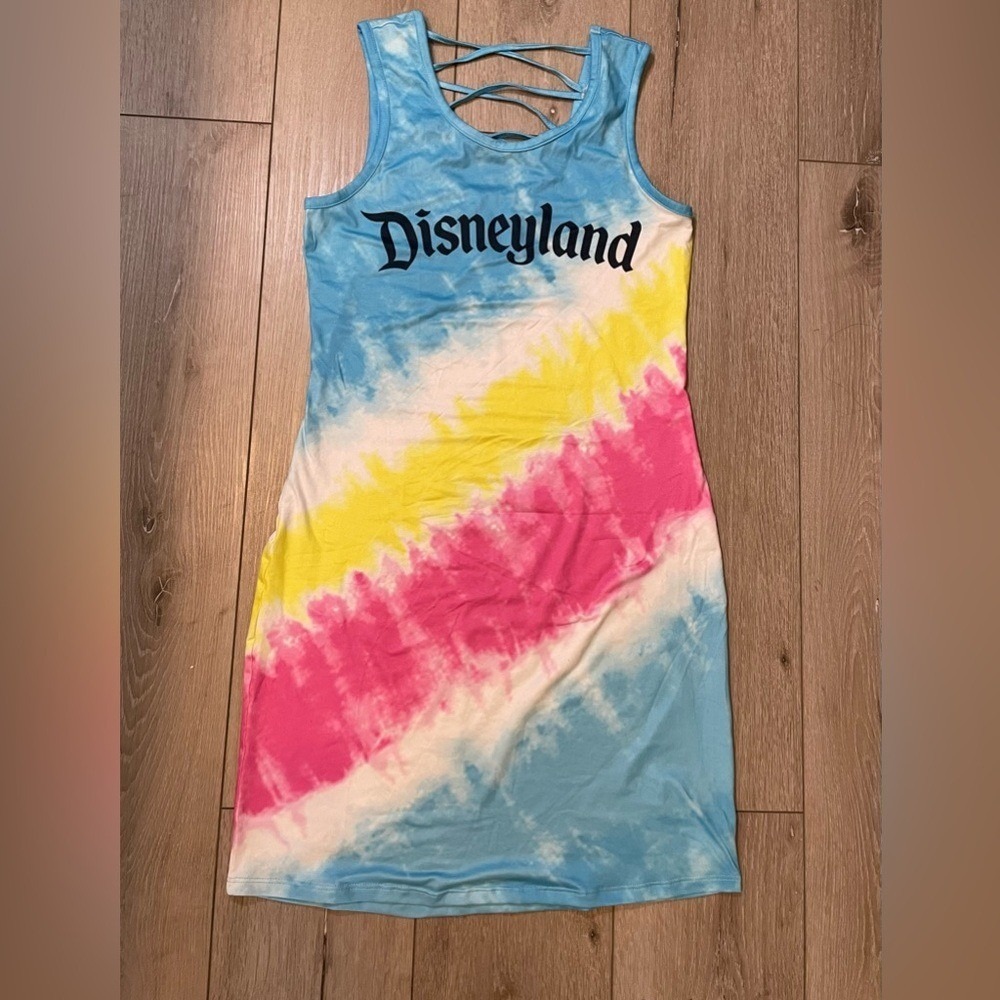Disney Parks Tie Dye Racerback Tank Mini Dress Pastel Rainbow S - Picture 4 of 8